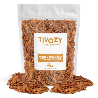 Sesame Sticks Honey Roasted - 4 Lb Bulk Pack, Delicious and Fresh Local Honey Roasted Snacks with the Perfect Mix of Sweet and S