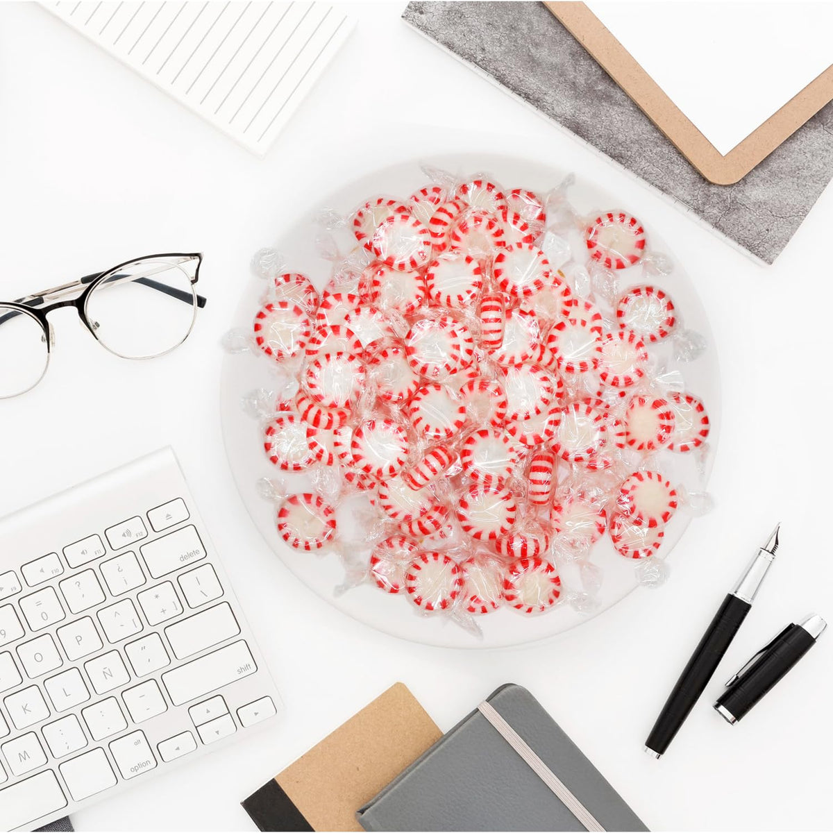 GEEOOLLAH Starlight Peppermint Candy - Bulk Hard Mints, Individually Wrapped, 5 Pound, Classic Red & White, Approx 400 Pieces