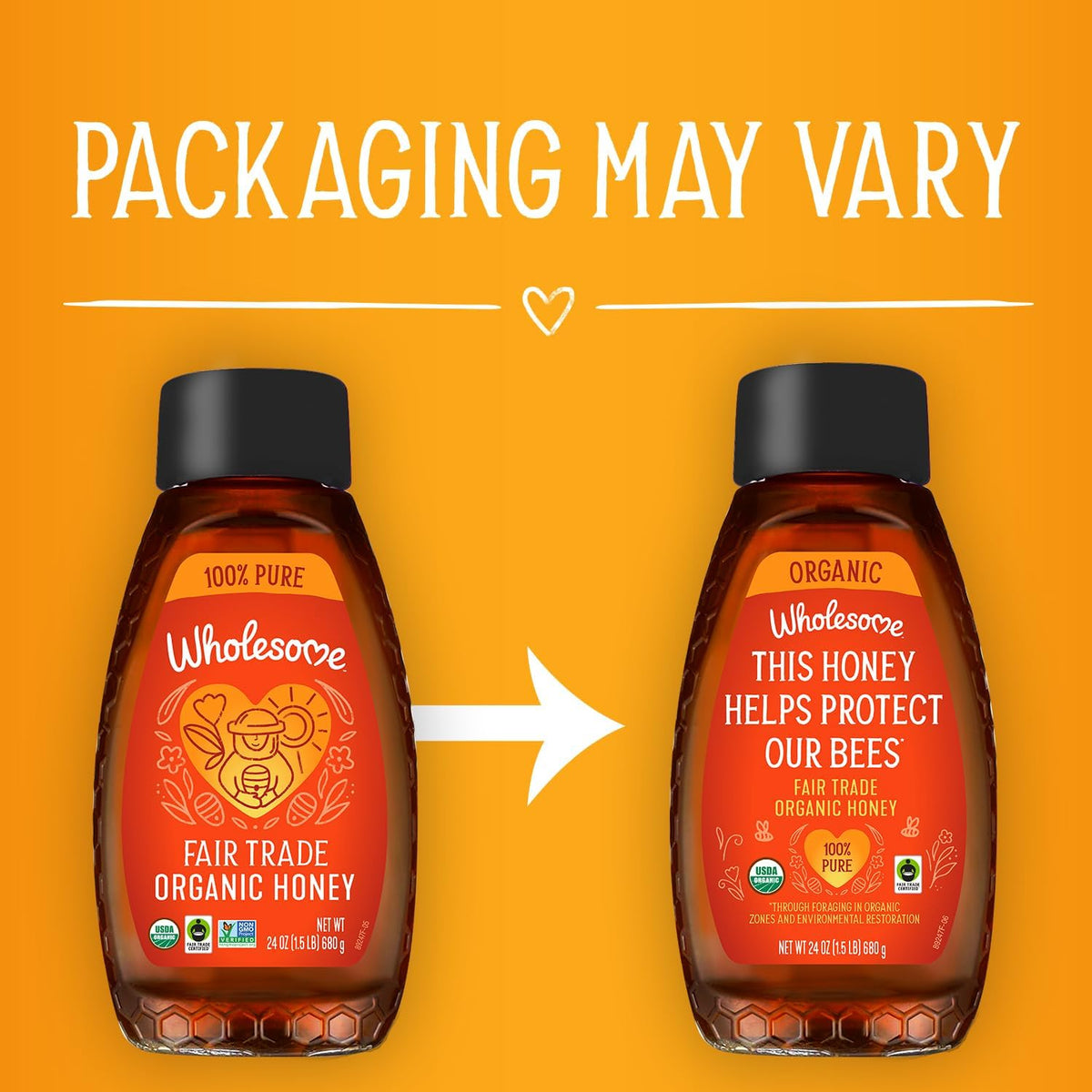 Wholesome Sweeteners 24-Ounce Organic Honey Bottle, 100% Pure, Fair Trade Certified, Non GMO Project Verified & Gluten Free, 6 P