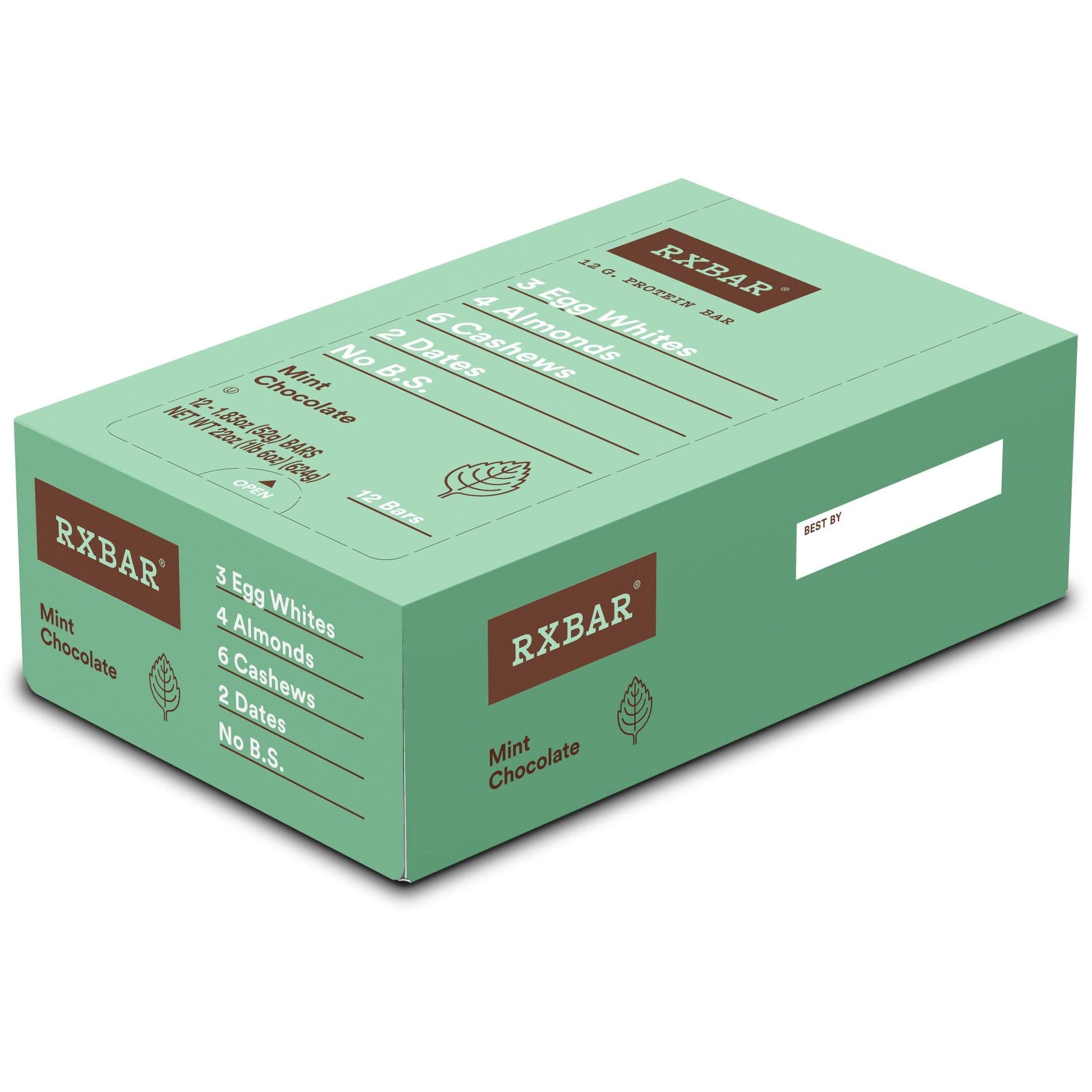 Rxbar Protein Bars, Protein Snack, Snack Bars, Mint Chocolate, 22Oz Box (12 Bars)