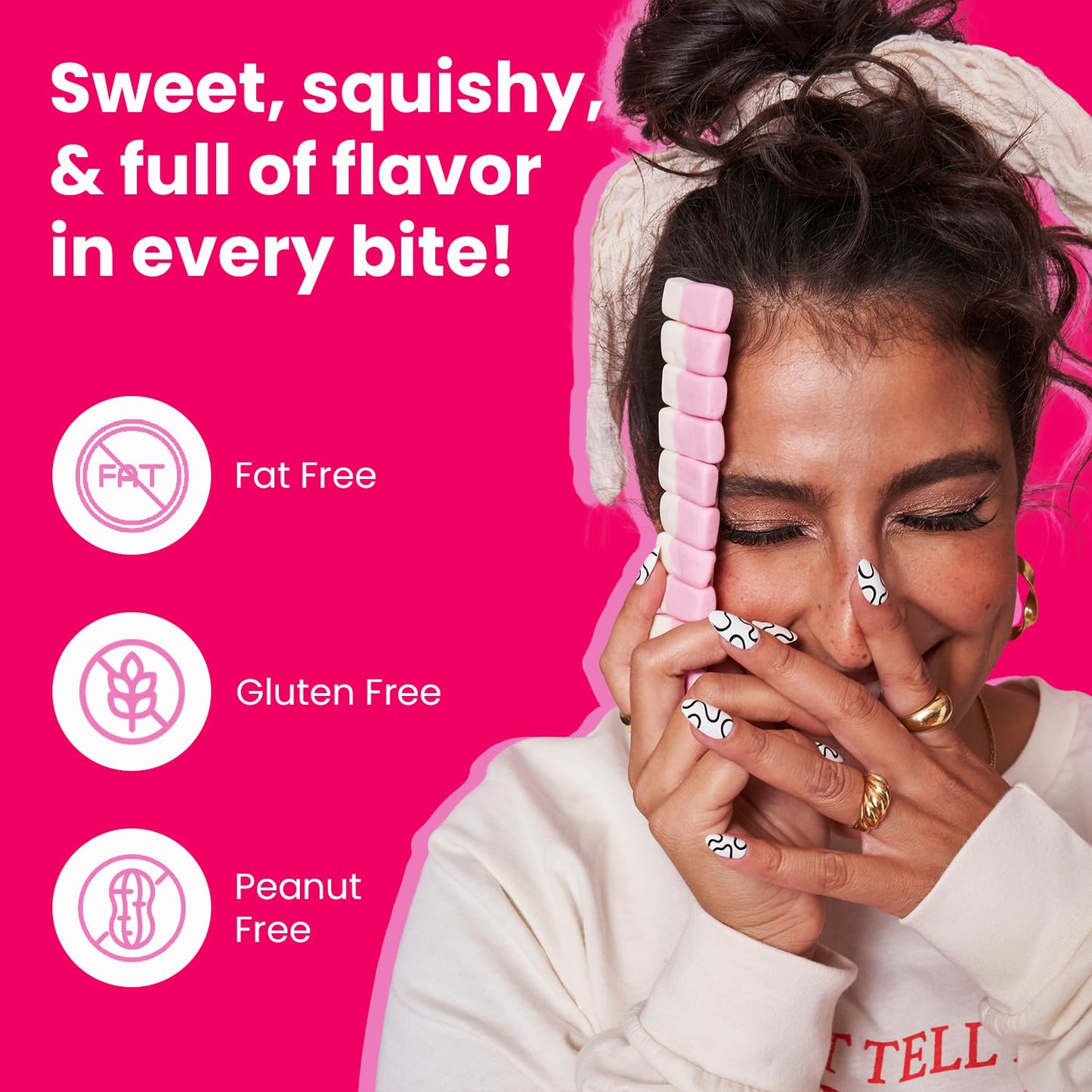 Smarties Squashies Foam Marshmallows Gummy Candies - Raspberry & Cream Flavored - Allergen Free, Peanut Free & Gluten Free Candy