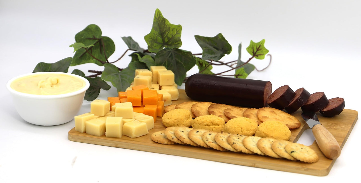 Gift Basket Village Gourmet Food Gift Basket for Men, 8 Piece Set, Cheese, Sausage,  ers, Sweets, White/Brown