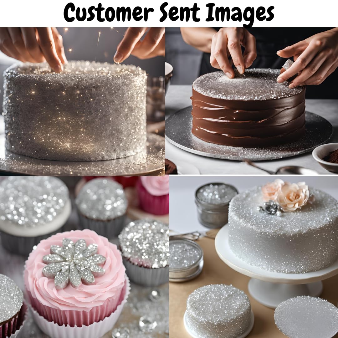 BULK- 10g -Silver Edible Glitter For Drinks, Silver Luster Dust Edible Glitter For Cakes, Silver Sprinkles For Cake Decorating,