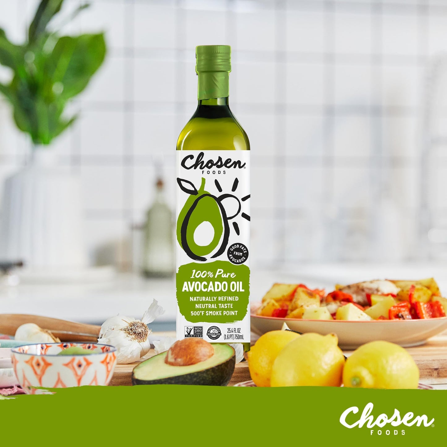 Chosen Foods 100% Pure Avocado Oil, Keto and Paleo Diet Friendly, Kosher Oil for Baking, High-Heat Cooking, Frying, Homemade Sau