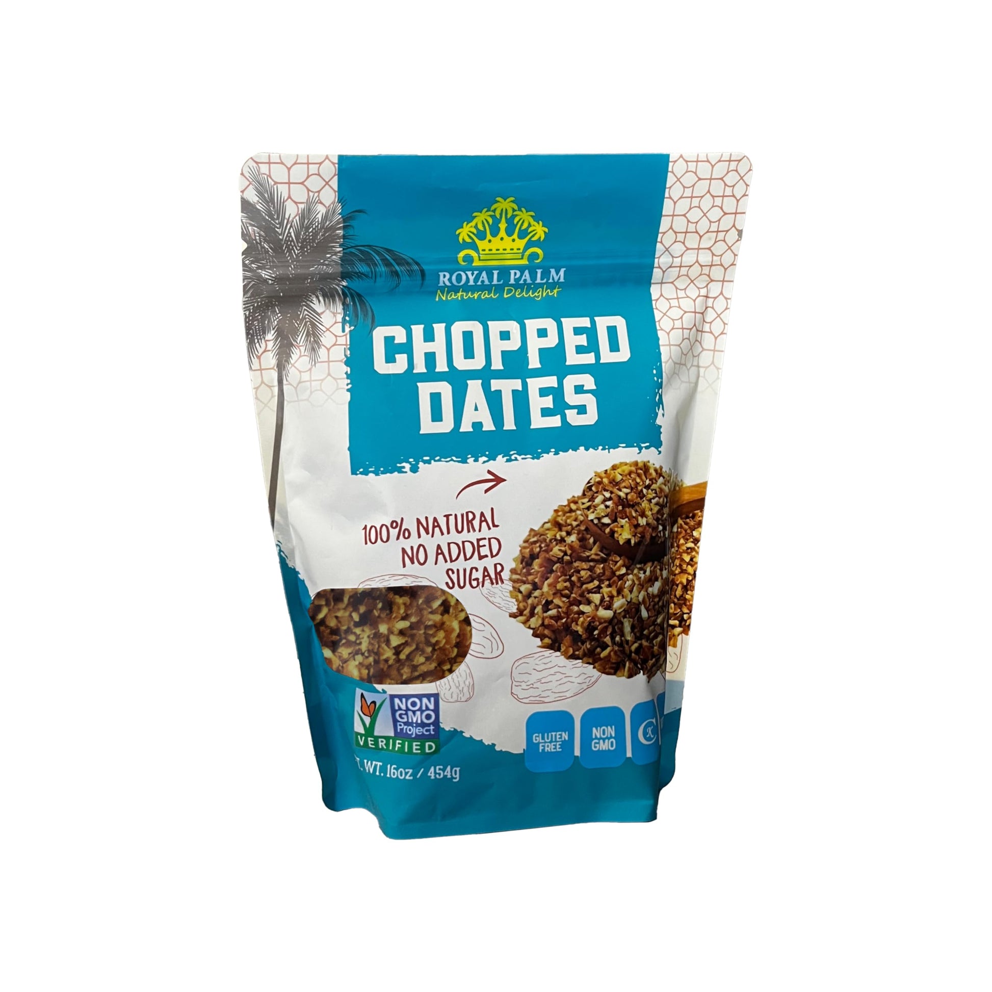 Royal Palm Chopped Dates | 16oz - 100% Natural & Pitted  Non-GMO  Kosher  No Added Sugar  Dried Fruit - Ideal for Baking  Cooking  & Snacking