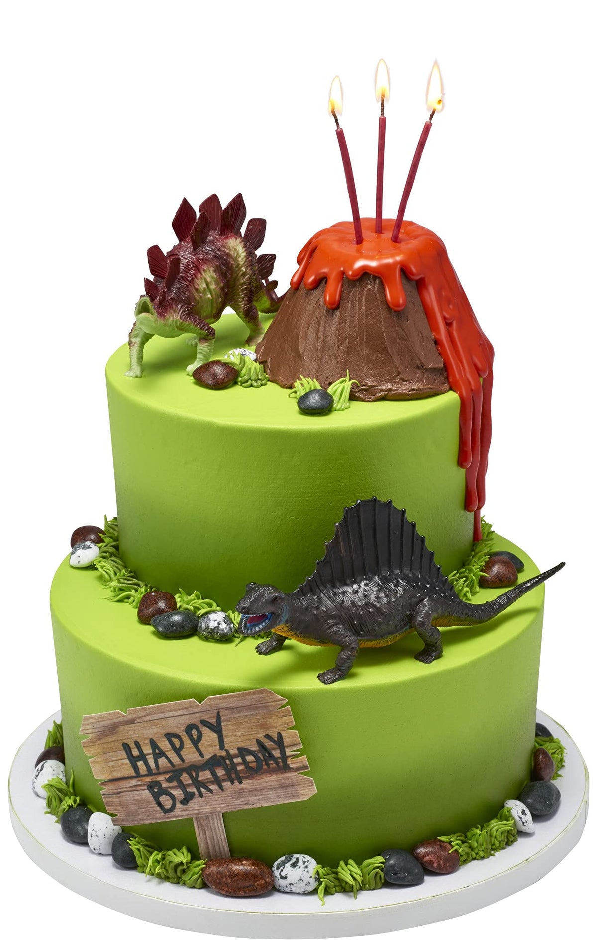 DecoPac Dinosaur Pals Cake Topper Set - 2-Piece Plastic Birthday Decorations for All Cakes, Stegosaurus & Dimetrodon, Model 11825