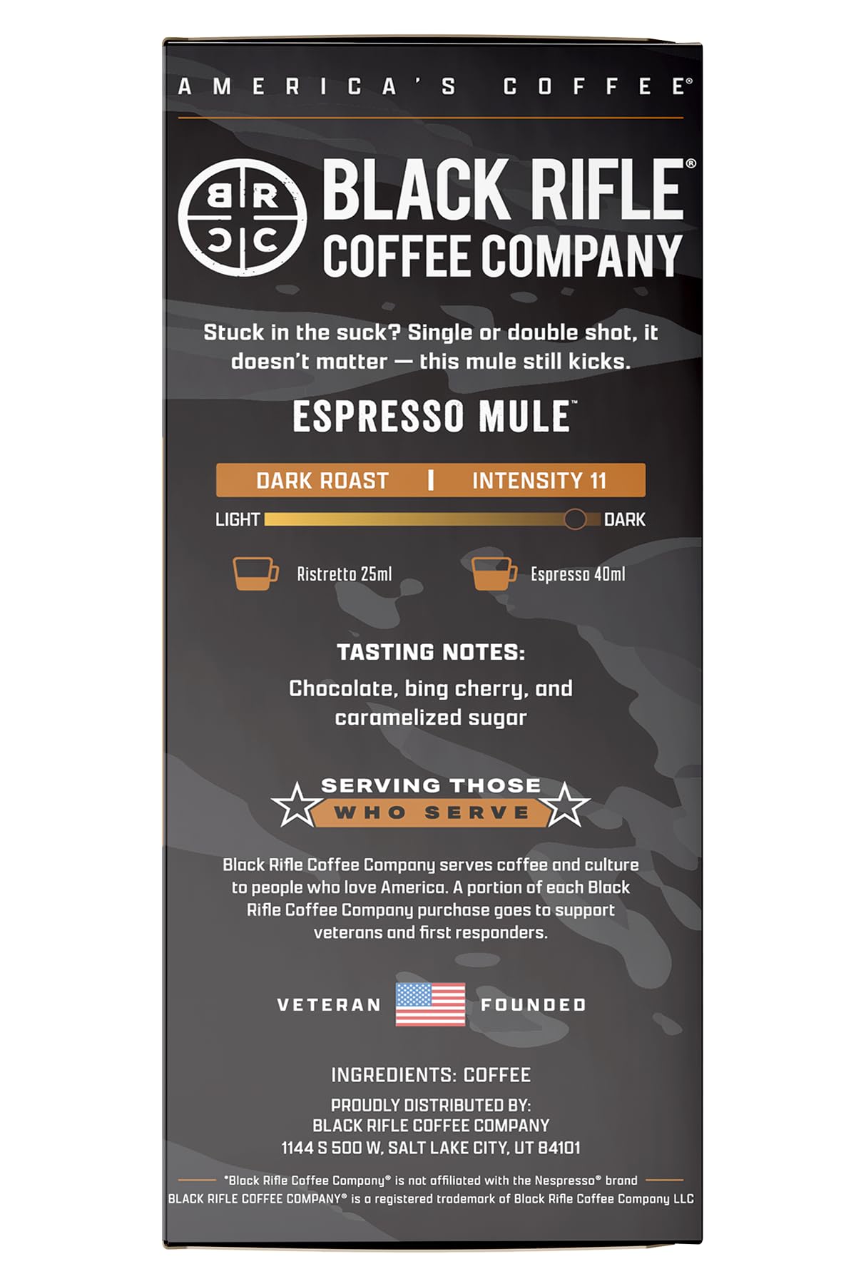 Black  Coffee Company 100ct Espresso Mule Capsules - Dark Roast Espresso  Chocolate  Bing Cherry & Caramelized Sugar  OriginalLine Compatible