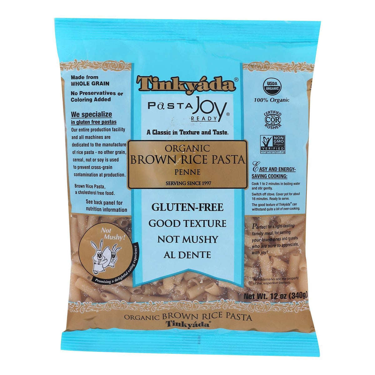 Tinkyada Organic Brown Rice Penne, 12-Ounce Packages (Pack of 12)