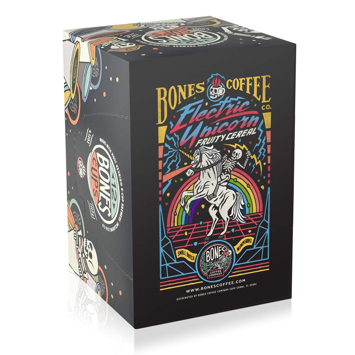 Bones Coffee Company Flavored Coffee Bones Cups Electric Unicorn Fruity Cereal Flavor | 12 Ct Single-Serve Coffee Pods Compatible With 1.0 & 2.0 Keurig Coffee Maker