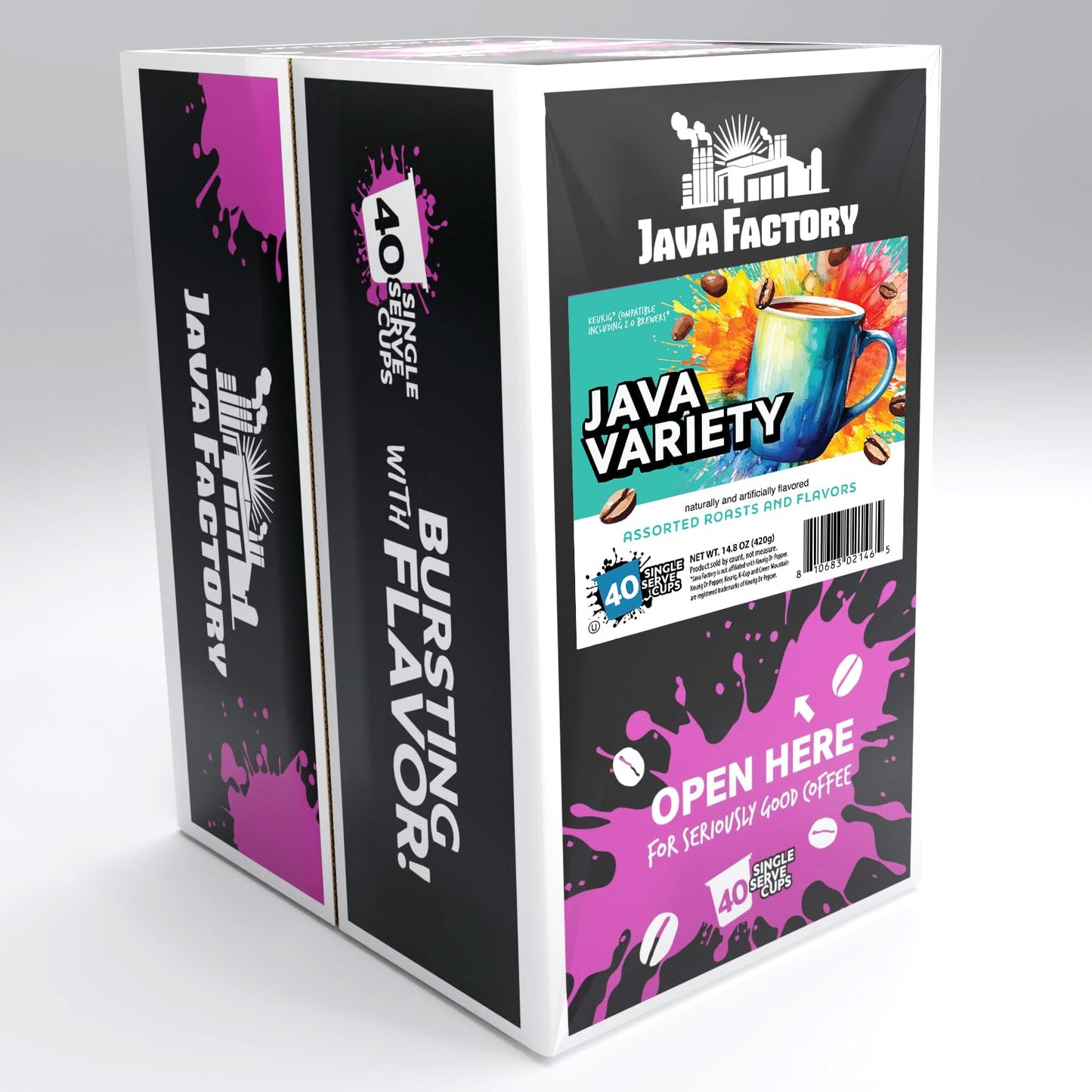 Java Factory Coffee Pods, Assorted Variety Pack, Compatible with Keurig, 40 Count