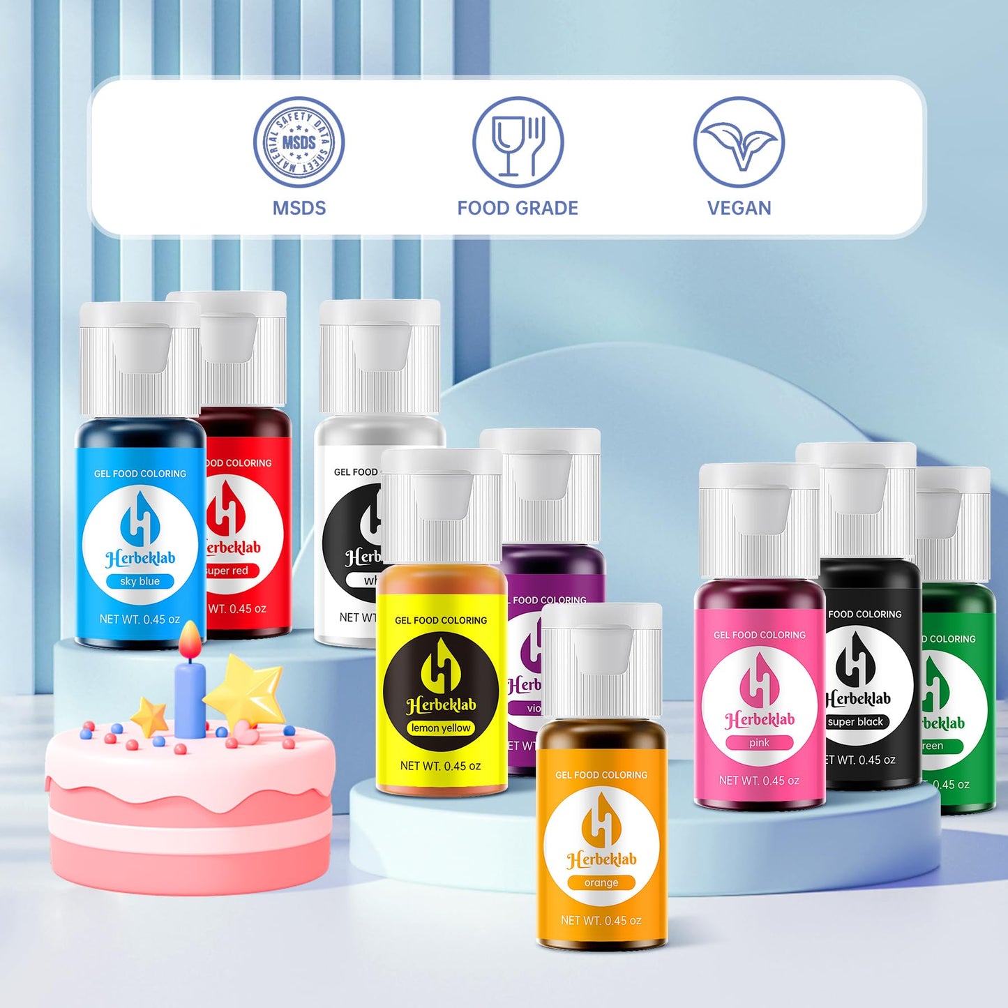 Gel Food Coloring - 10 Colors X 0.45 Oz Concentrated Gel Based Food Dye Vibrant Icing Colors Professional-Grade Neon Food Color