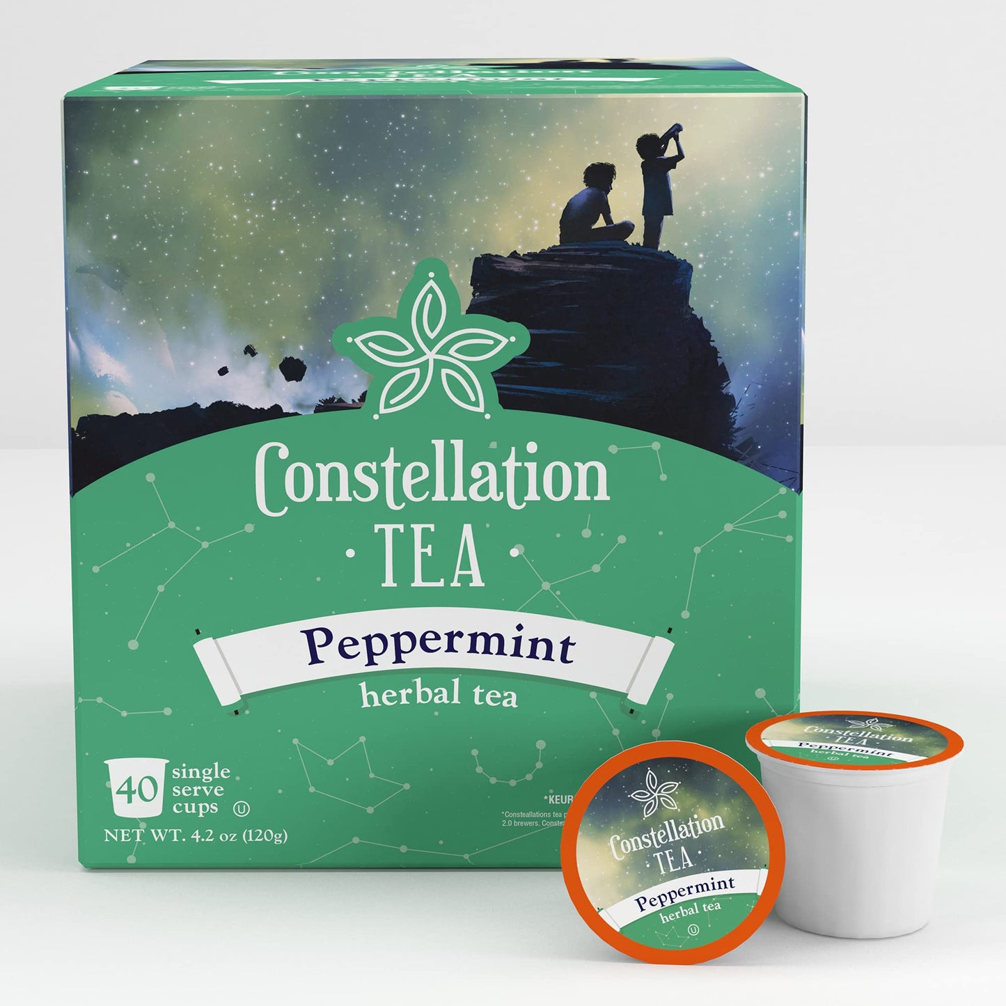 Constellation Tea Peppermint Herbal Tea Pods Compatible with K Cup malt-inspired, 40 Count