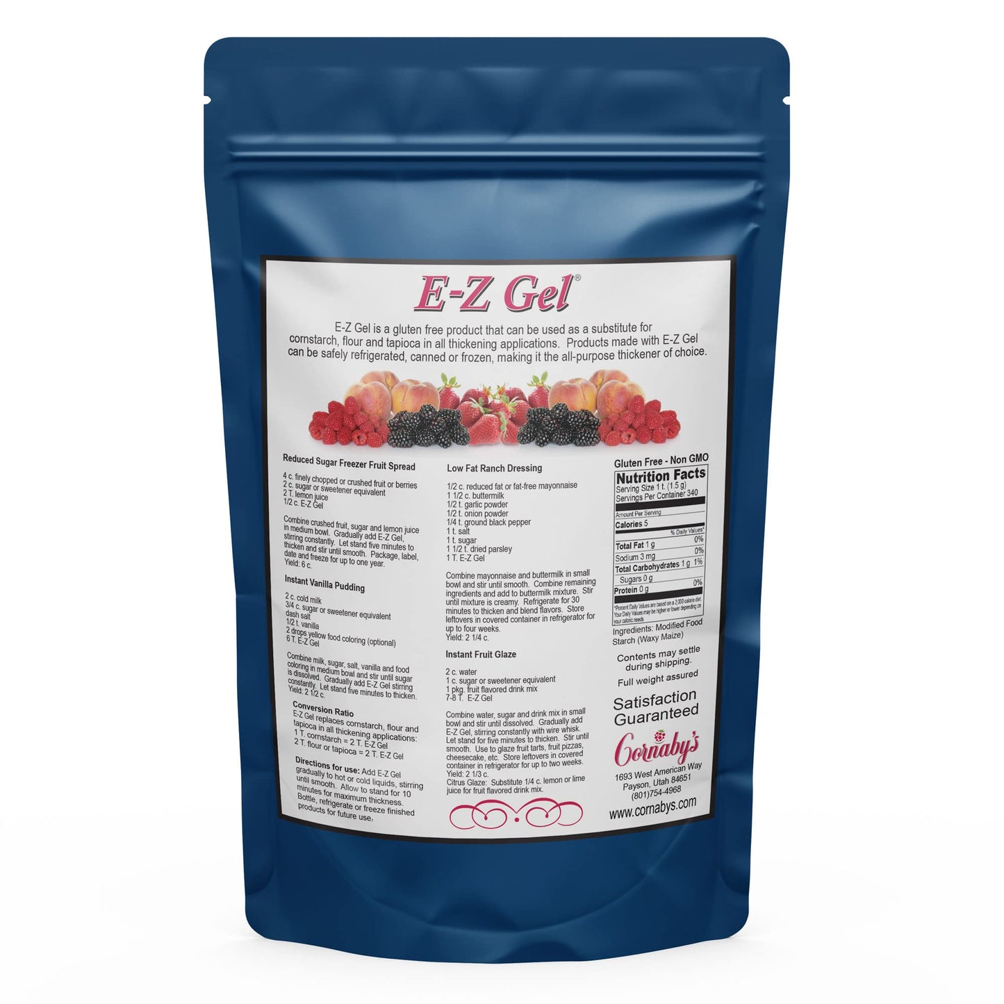 Cornaby'S E-Z Gel Instant Food Thickener, 16Oz. Gluten-Free, Non-Gmo, All-Natural, Instant Food Starch Granules For Thickening S