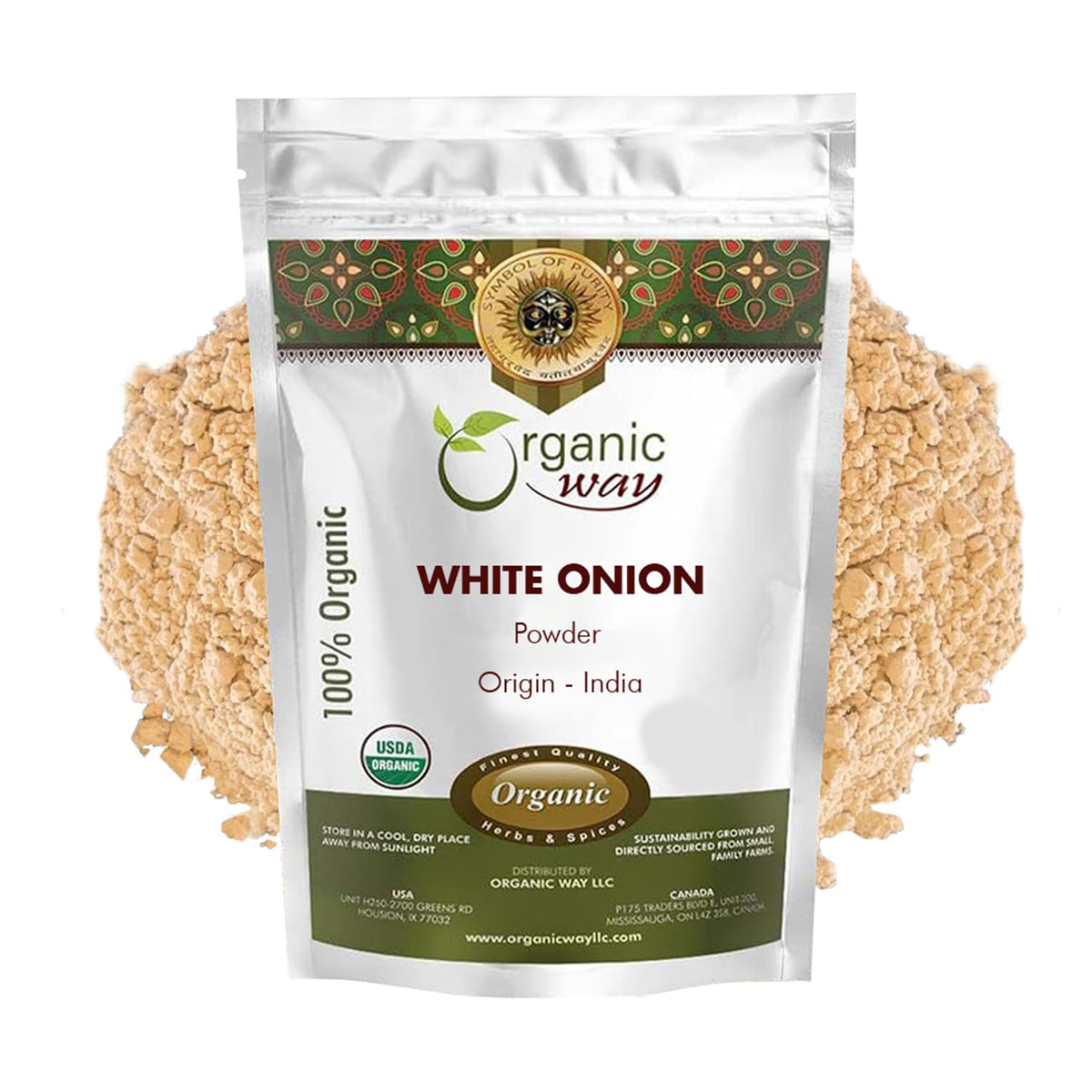 Organic Way White Onion Power | Granulated Onion Powder | USDA & Kosher Certified | Non GMO & Gluten Free | Origin India (1/2 lb