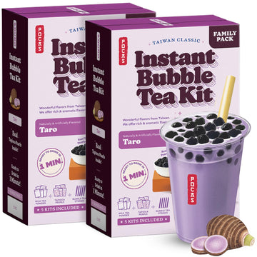 Pocas Bubble Tea Kit, Taro 2-Pack – Instant Milk Tea Powder With Authentic Tapioca Pearls For Instant Bubble Tea, 10 Kits