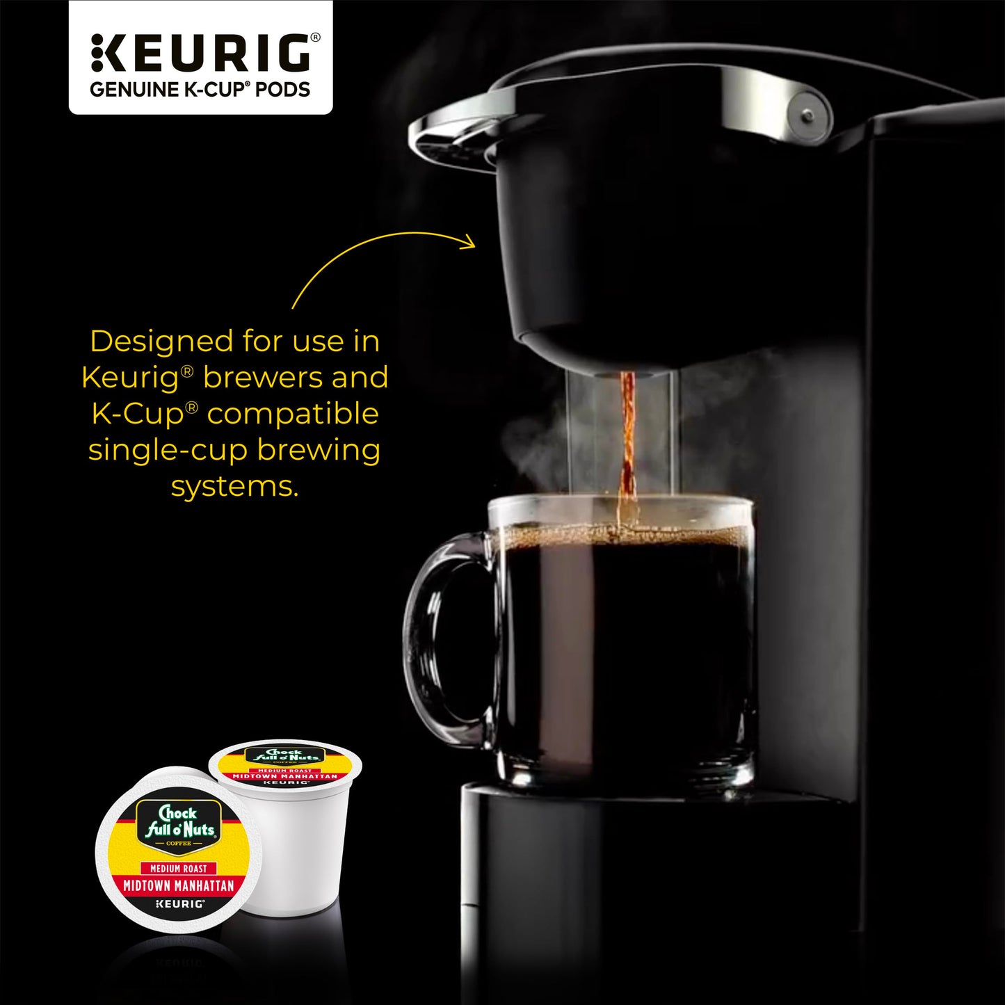 Chock Full o Nuts Midtown Manhattan Coffee K-Cup Pods, 12 Count