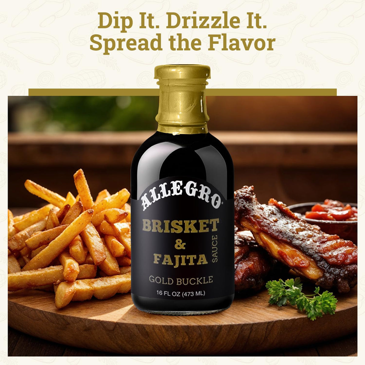 ALLEGRO - The Marinate Everything Marinades - Gold Buckle Brisket & Fajita Sauce - 16 oz, Pack of 4