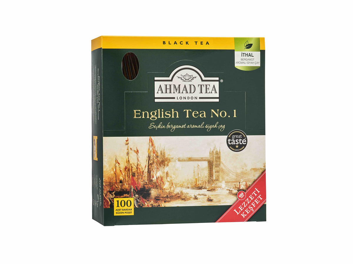 Ahmad Tea Black Tea, English Tea No. 1, 100 Count Foil Enveloped Teabags, Caffeinated, Sugar-Free