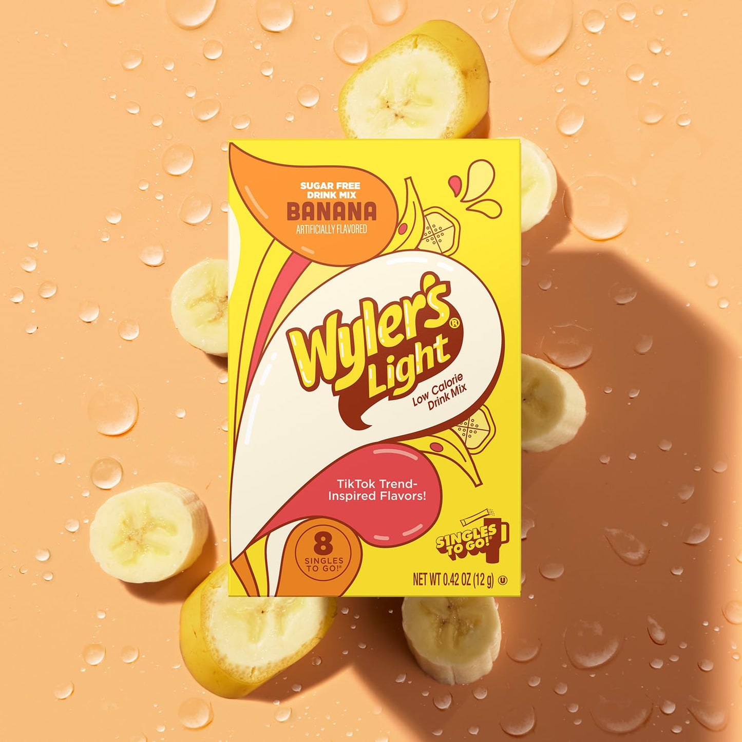 Wyler s Light Singles To Go Powder Packets, Water Drink Mix, Watertok Banana, 96 Servings, 8 Count x Pack of 12