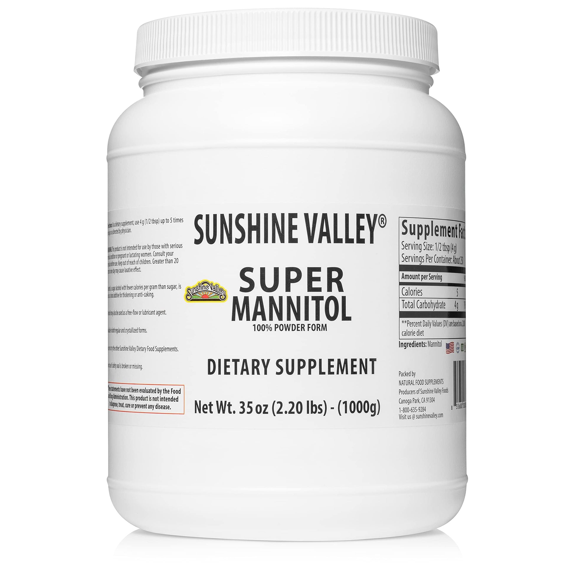 Sunshine Valley Super Mannitol Powder, Natural Sweetener, Low Glycemic, 35 Ounce
