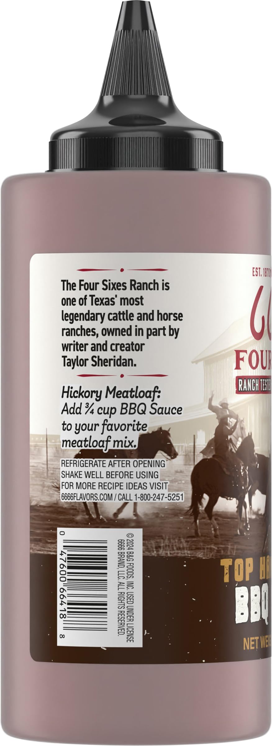 6666 Four Sixes Top Hand Hickory BBQ Sauce, 14 Ounce