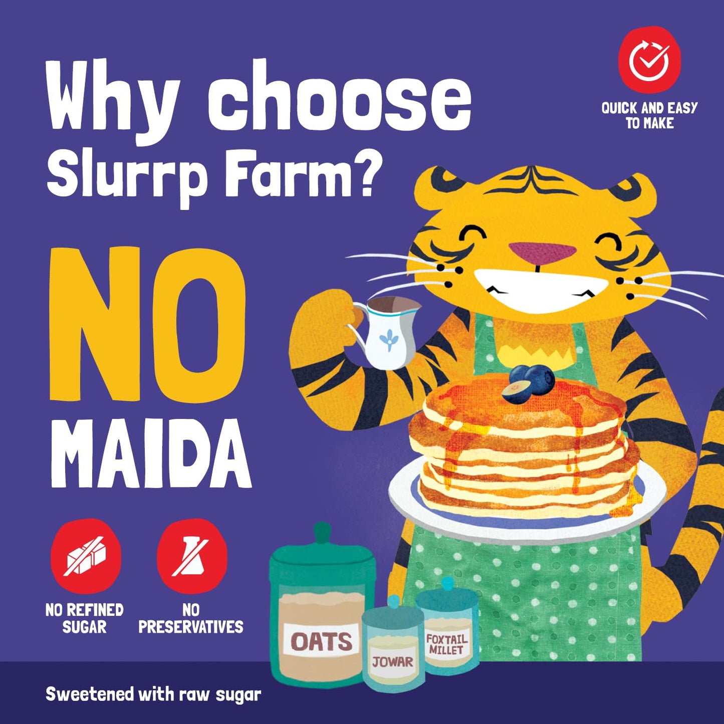 Slurrp Farm No Maida Pancake Mix | Instant Breakfast Mix Made With Oats And Jowar | Eggless Healthy Breakfast For Kids & Adults