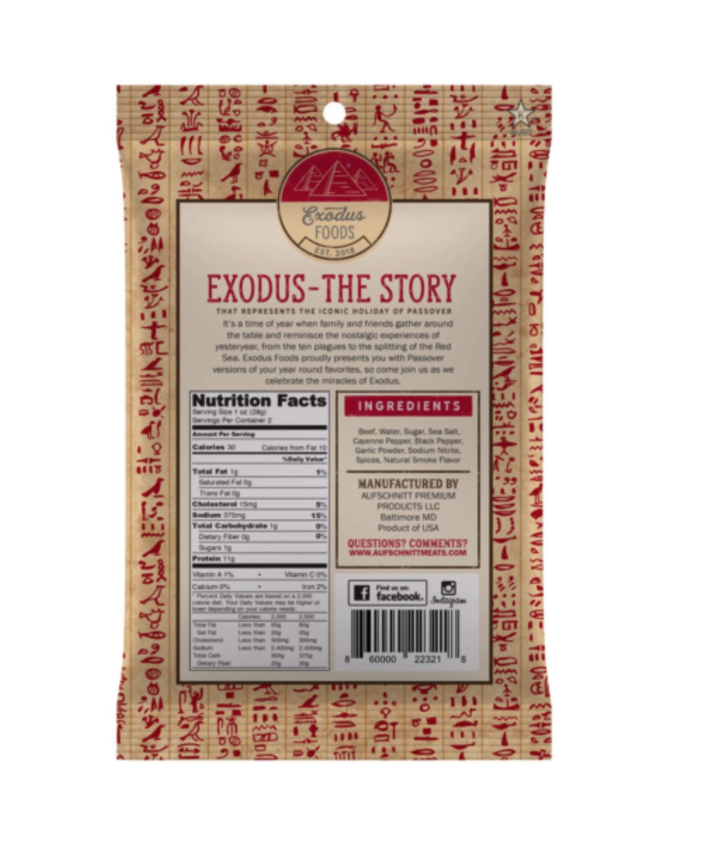 Exodus Passover Beef Jerky | Kosher (Star-K Certified) | Gluten Free (Spicy, 12 Pack) | By Aufschnitt Meats
