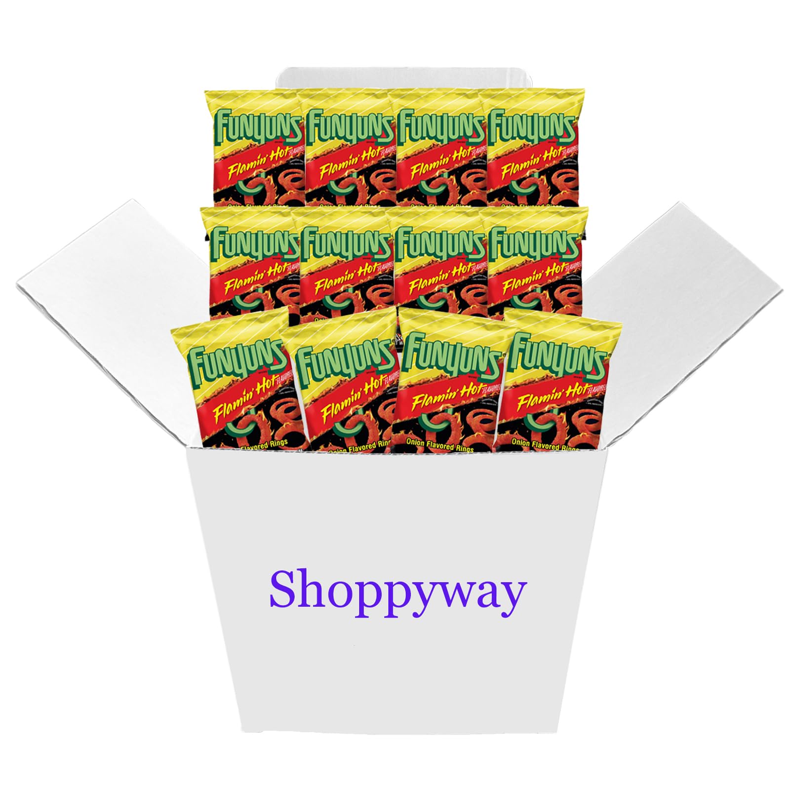 Funyuns Flamin Hot Onion Flavored Rings, 1.25 Oz Bags, Pack of 12, Bundled by Shoppyway