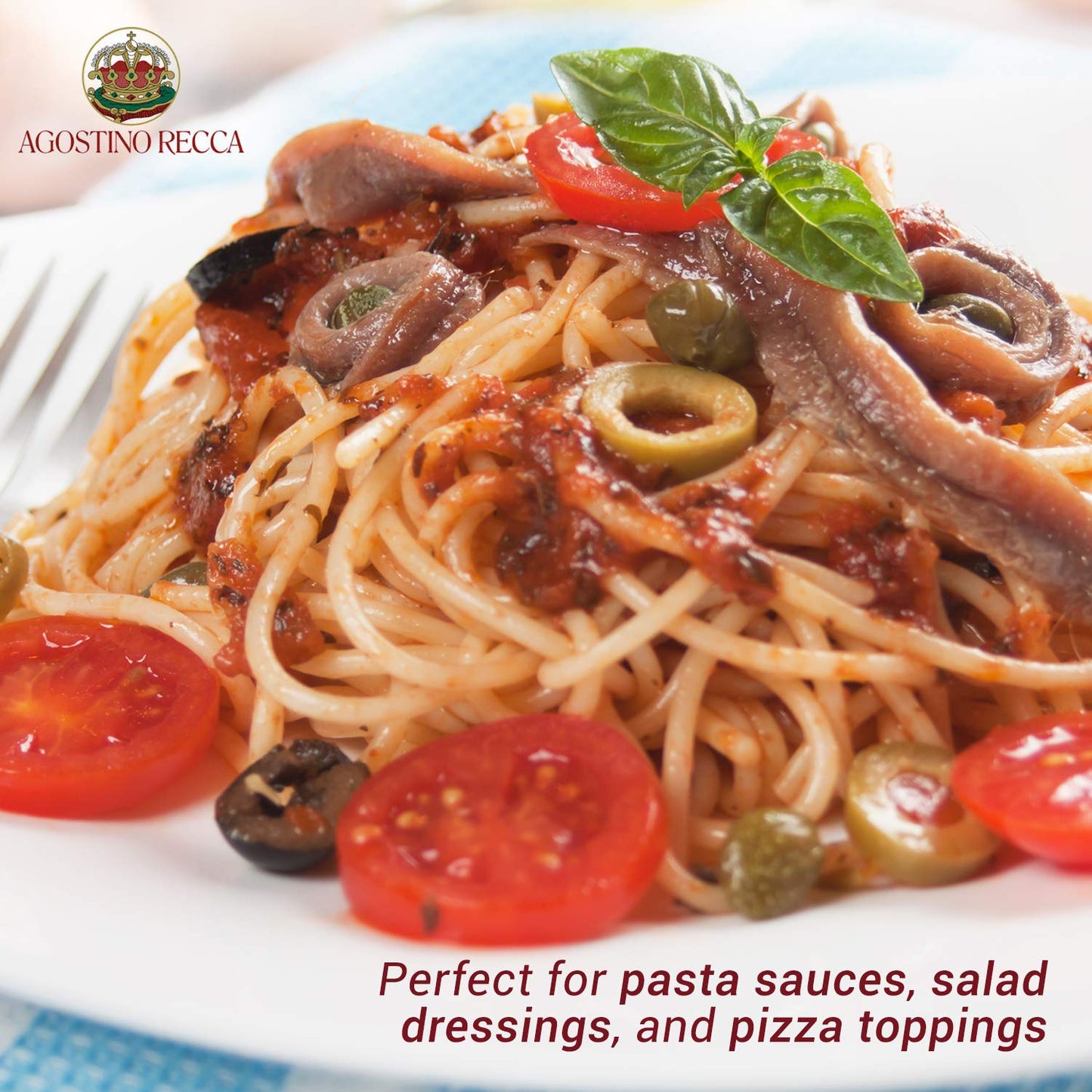 Agostino Recca Anchovies Fillets In Olive Oil - Wild Caught Fish From Italy - Anchovy Fillets For Pizza, Pasta, Salads (8.1 Oz)