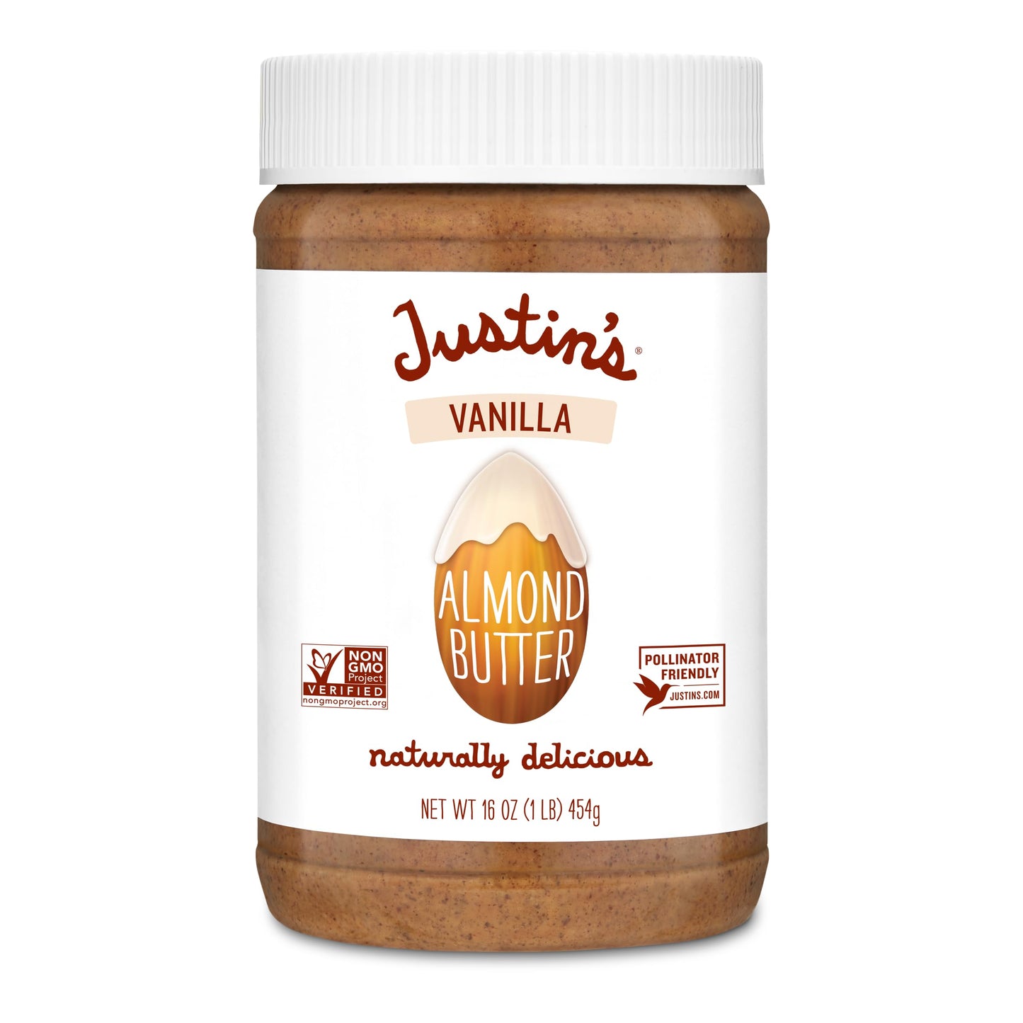 Justins Vanilla Almond Butter, Gluten-Free, Non-GMO, Vegan, 16 Ounce Jar