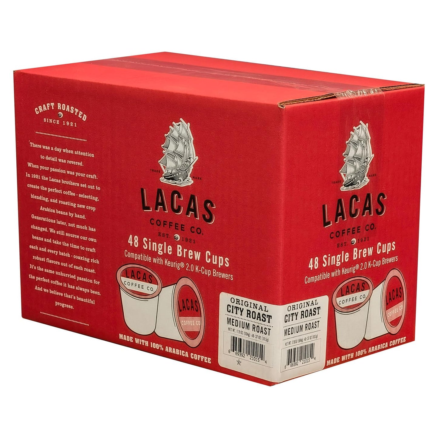 Lacas Coffee Original City Roast Single Serve Cups, Compatible with Keurig, Pack of 24