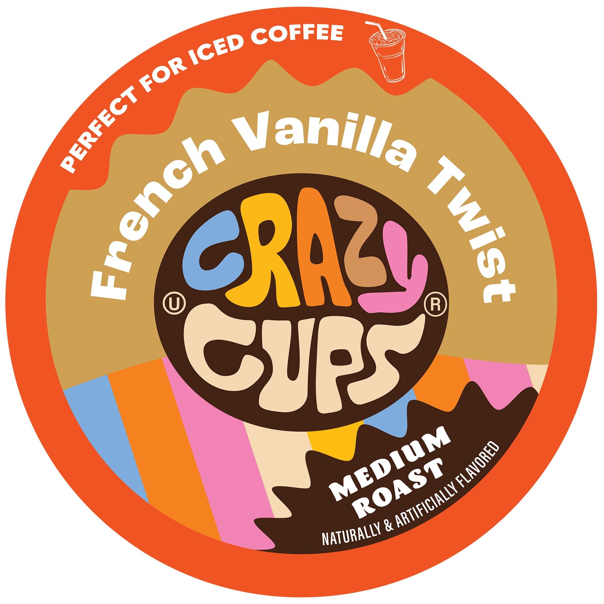 Crazy Cups Flavored Coffee Pods, French Vanilla Twist, Medium Roast, 22 Count, Compatible with Keurig K Cups