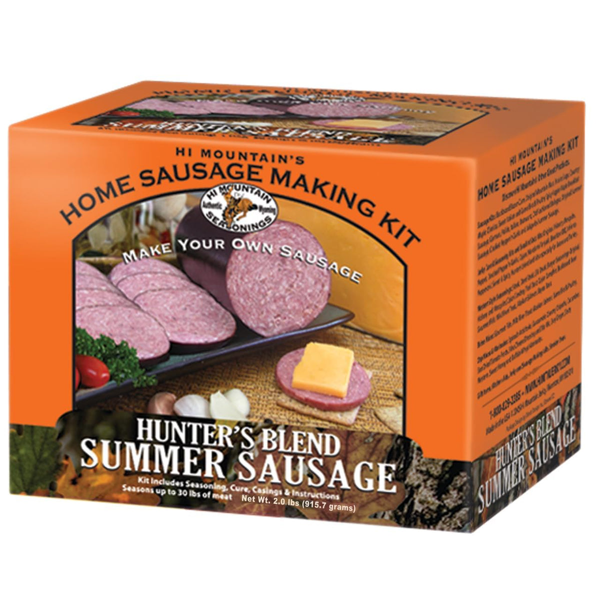 Hi Mountain Seasonings ǀ Summer Sausage Seasoning Kit ǀ Hunter'S Blend ǀ Includes 10 Casings, Seasoning, Cure, & Directions ǀ Seasons Up To 30Lbs Of Meat ǀ Beef, Pork, Venison, Deer & Wild Game