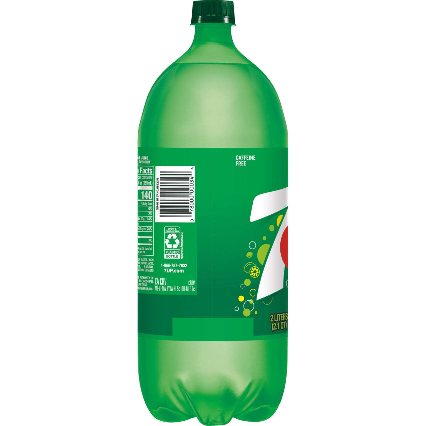 7UP Lemon Lime Soda  Naturally Flavored and Caffeine Free  2 Liter Bottle