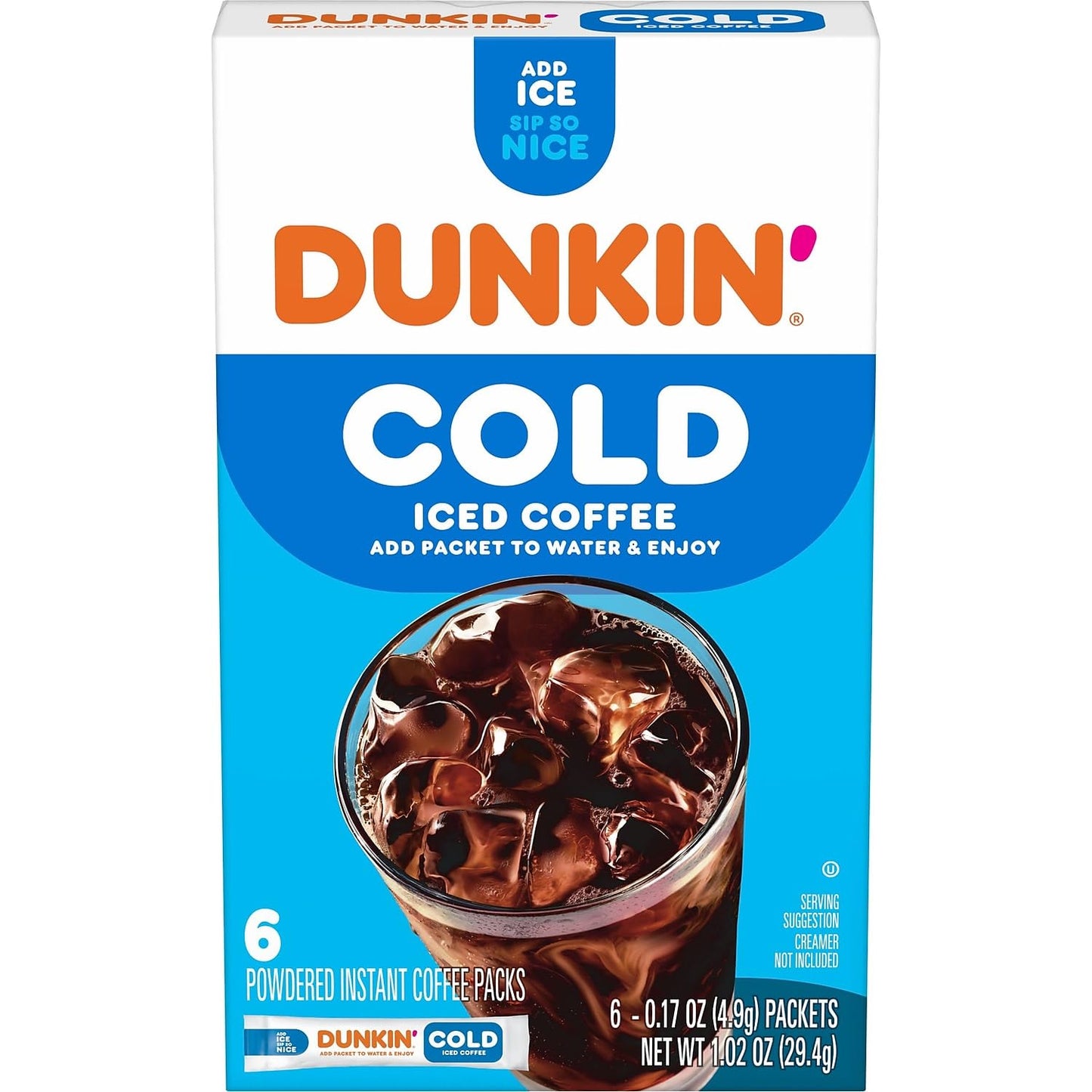 Dunkin Cold Coffee Packet, 1.02 oz., 6/Box (8133401632)