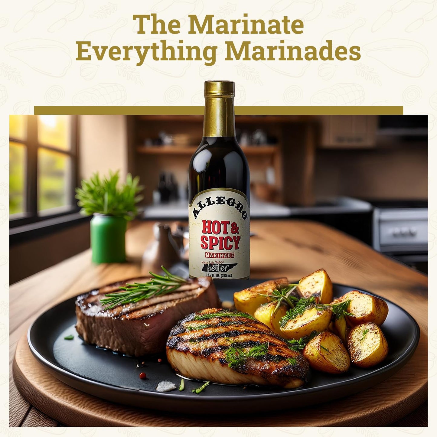 ALLEGRO - The Marinate Everything Marinades - Hot & Spicy 12.7 oz, Pack of 4