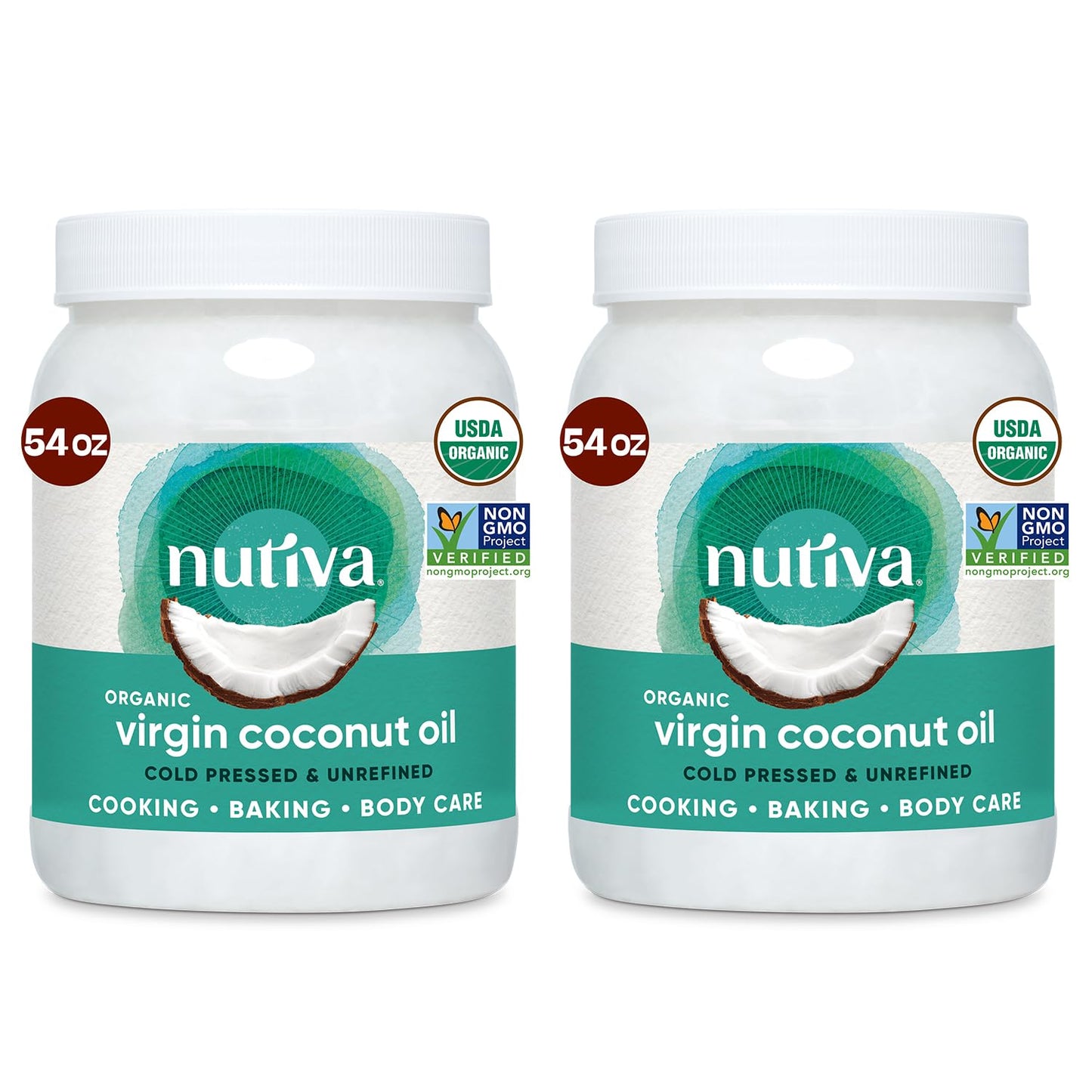 Nutiva Organic Coconut Oil 54 fl oz, Cold-Pressed, Unrefined Cooking Oil, Natural Hair Oil, Skin Oil, Massage Oil, USDA Organic,