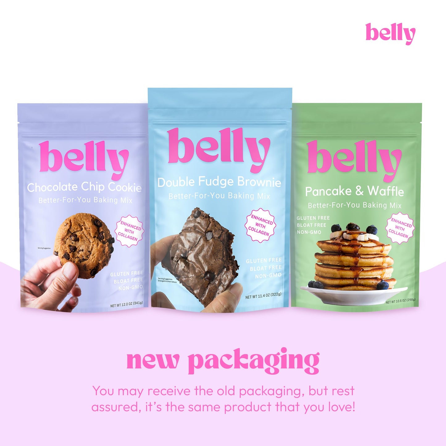 Belly Gluten-Free Collagen Variety Pack | High-Protein Brownies, Cookies, Pancakes | 4 Pack | Grain-Free, Dairy-Free, Nut-Free