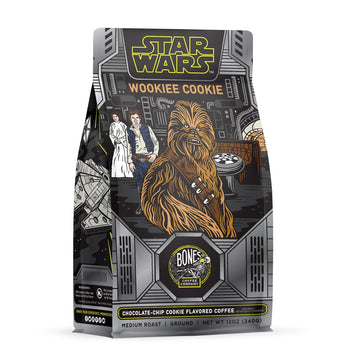 Bones Coffee Company Star Wars Wookiee Cookie Flavored Coffee Beans, Whole Bean Coffee Medium Roast Low Acid, Chocolate Chip Cookie Flavor (12 Oz)