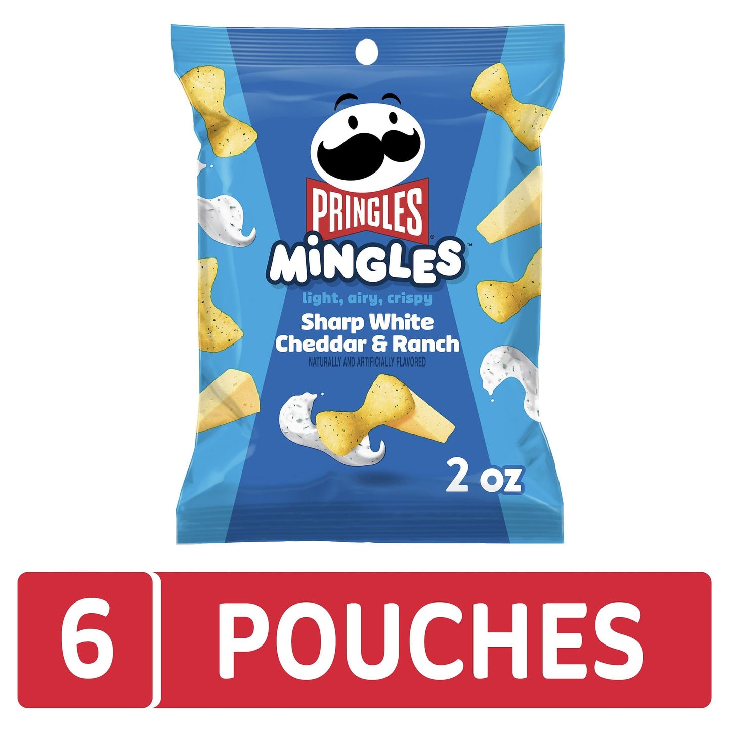 Pringles Mingles Puffed Snacks, Sharp White Cheddar & Ranch, 2 oz (Pack of 6)