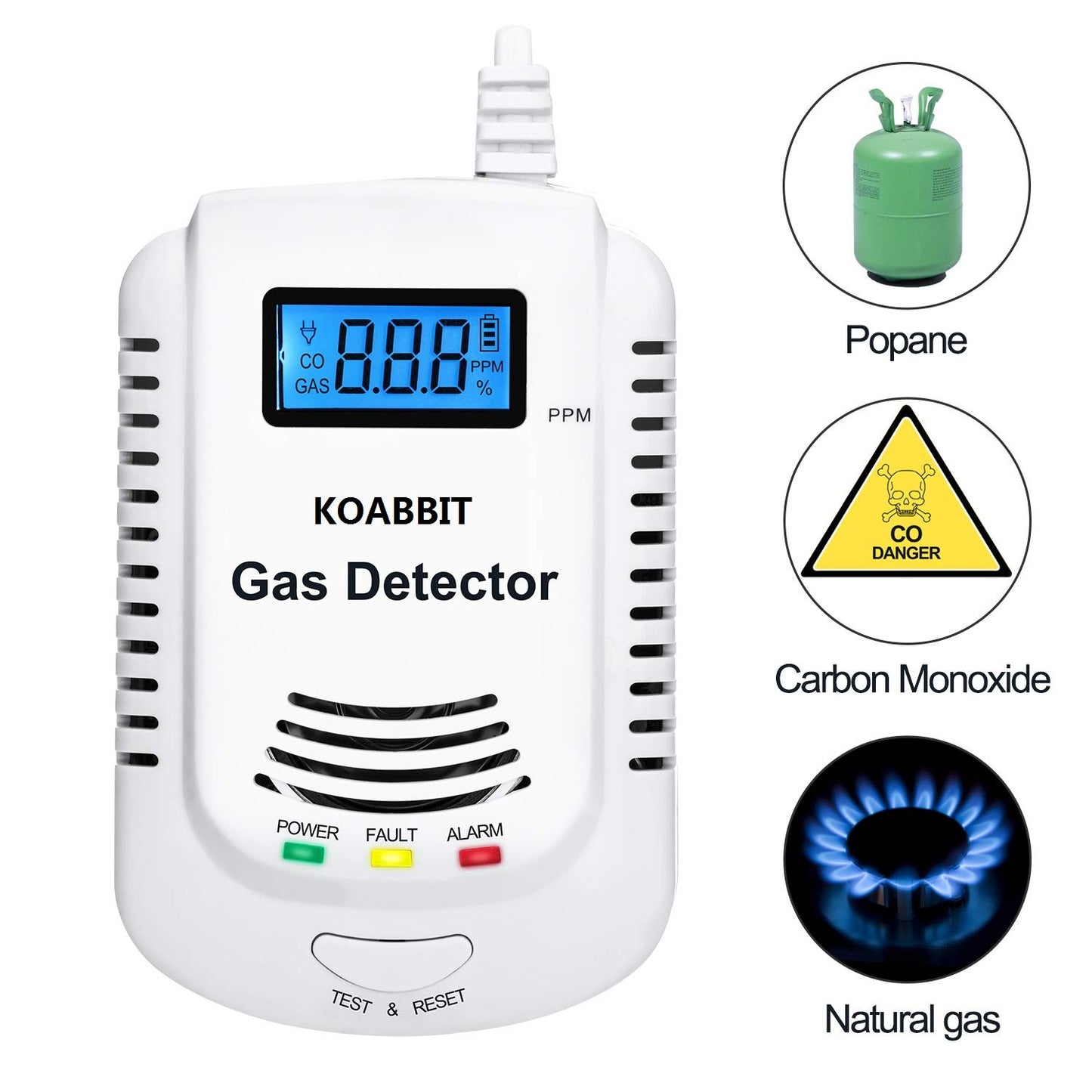 Carbon Monoxide And Natural Gas Detector,Combination Carbon Monoxide And Gas Detector Plug In For Home,Bedroom,Rv (2 Packs)