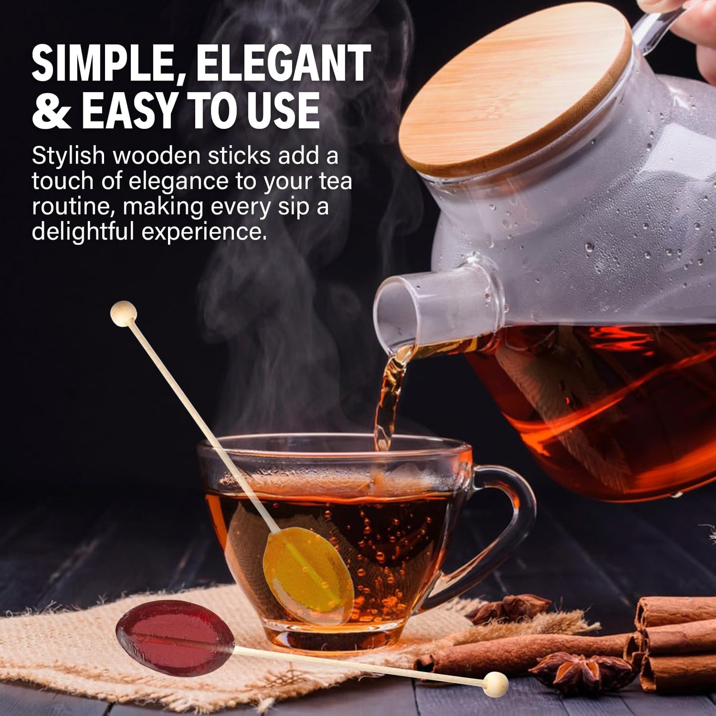 Melville Candy All Natural Honey Spoon Gift Set – Spoons & Lollipops On Wooden Ball Sticks – Gluten-Free, Made In Usa Stirrers For Tea, Coffee, & Hot Beverages - Individually Wrapped (6-Count, Clover Honey)