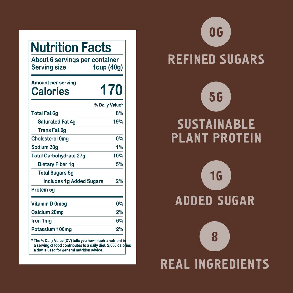 Seven Sundays Sunflower Cereal, Real Cocoa, 8 Oz Bag, Grain & Gluten Free, 5G Upcycled Protein, 1G Added Sugar, Crunchy Chocolat