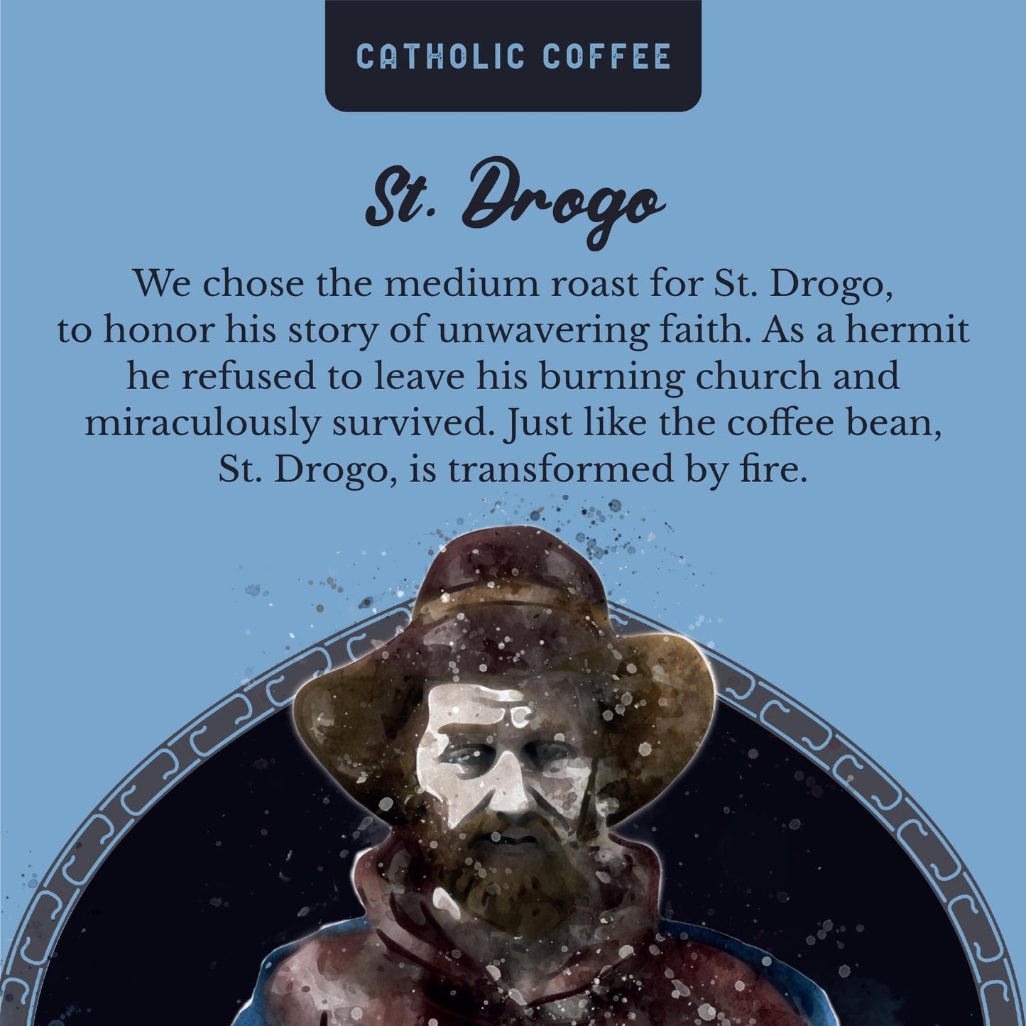 St. Drogo, Catholic Coffee - Medium Roast Ethiopian (Whole Bean) 12 Oz Small-Batch Craft Coffee Gift