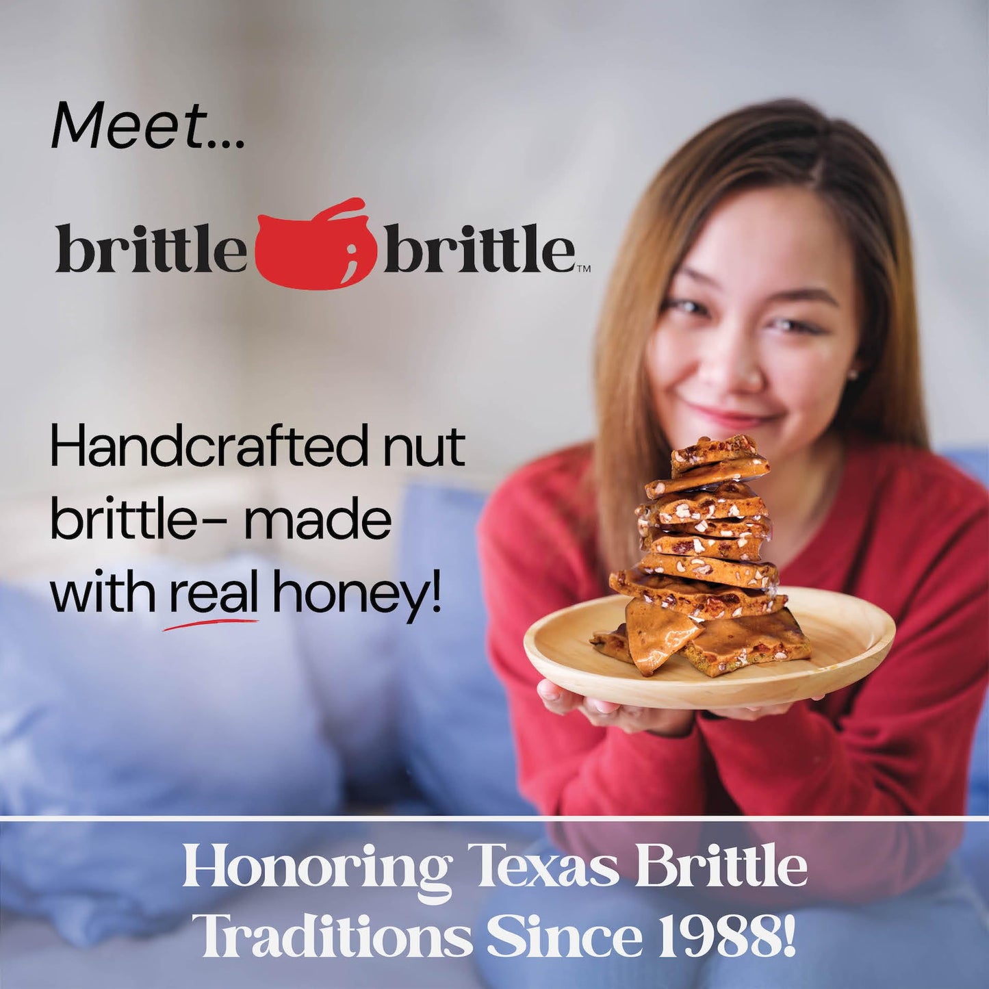 Brittle-Brittle Mixed Nut Brittle Candy, Handmade Gourmet Treat, Gluten Free, 12 oz Box, Pack of 8