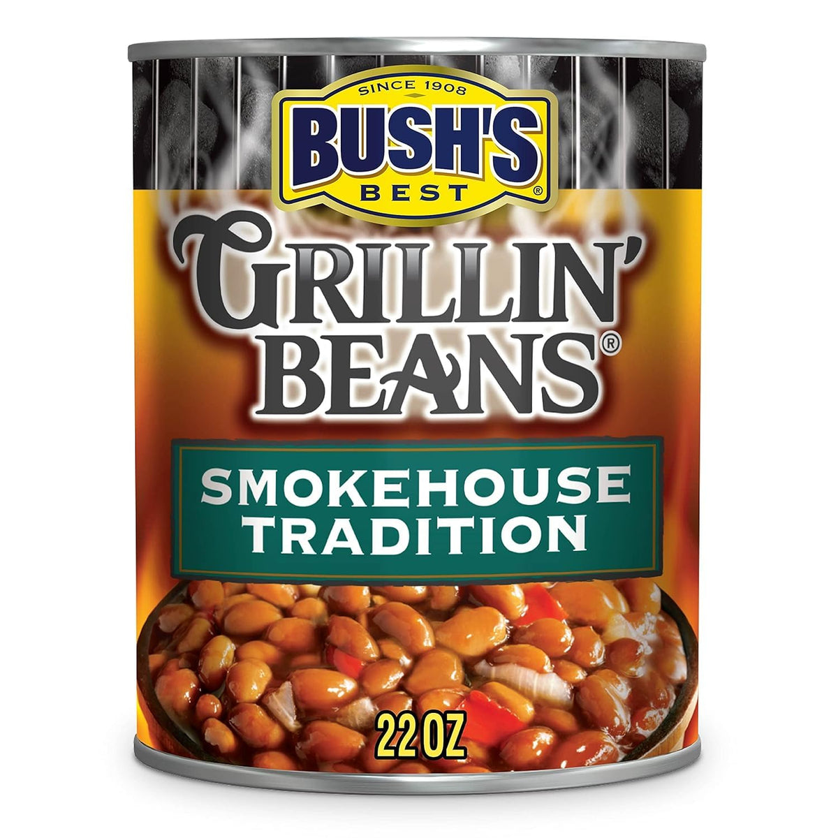 Bush's Best Grillin' Beans, Smokehouse Tradition, 22oz Can (Pack of 12)
