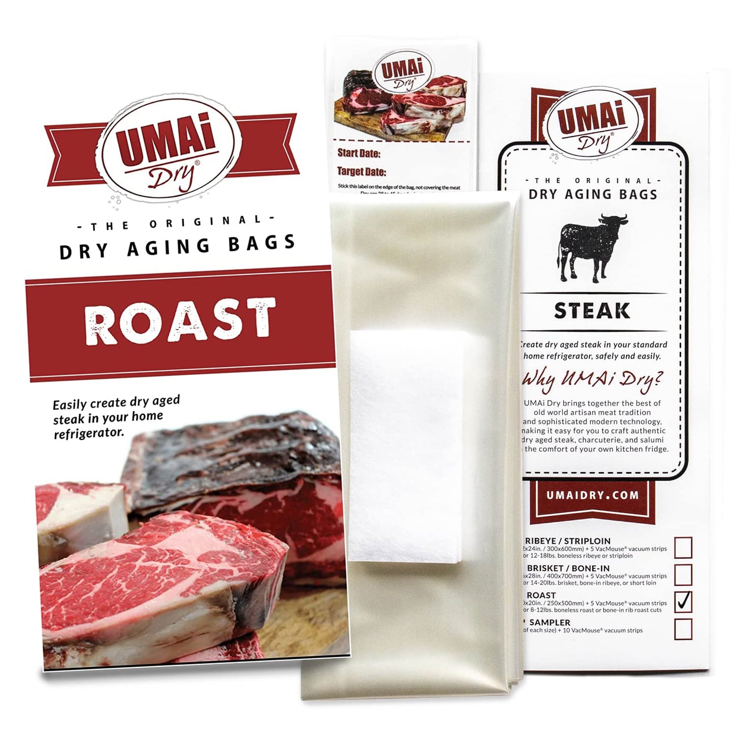 UMAi Dry Aging Bag for Steaks, Pack of 3, for Cuts up to 10 lbs, Model 920057