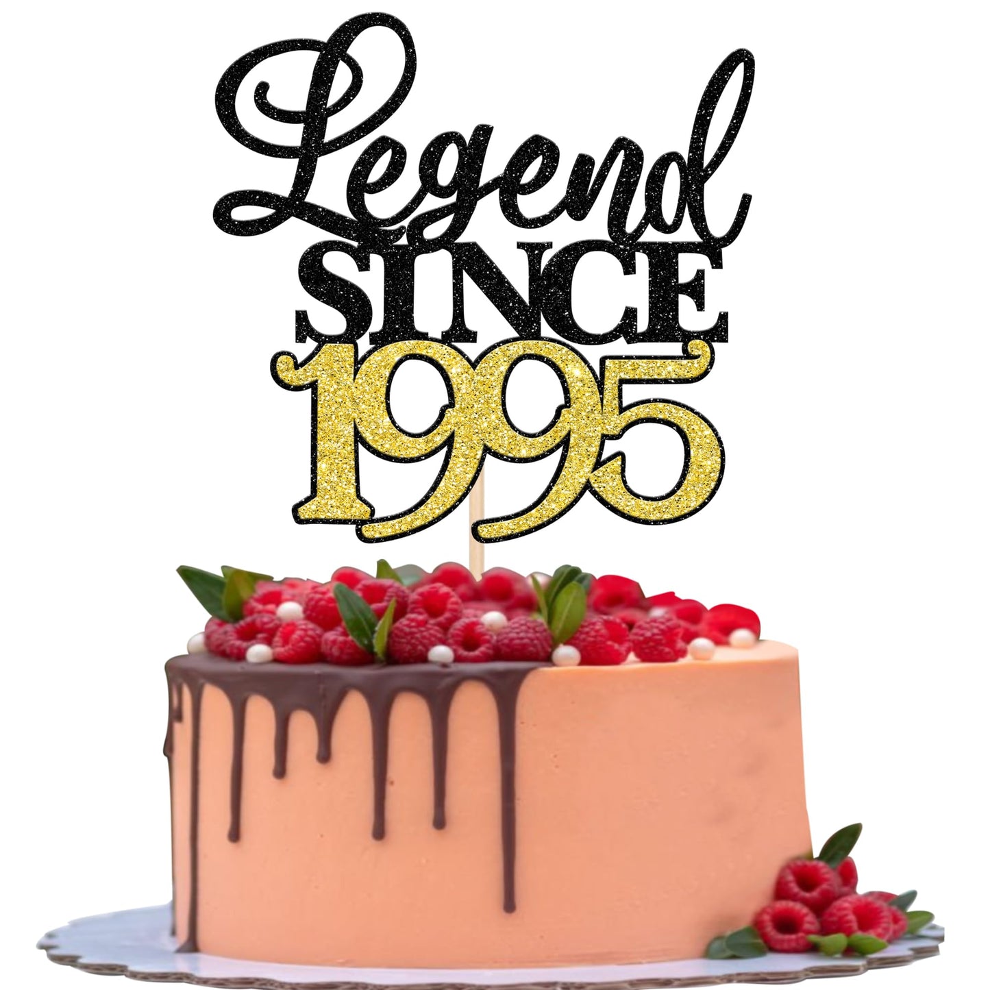 Rsstarxi Cake Topper, Legend Since 1995, Black Gold Glitter, Model XM398, 30th Birthday Decoration