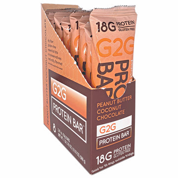G2G Protein Bar, Peanut Butter Coconut Chocolate, Real Food, Refrigerated for Freshness, Healthy Snack, Delicious Meal Replaceme