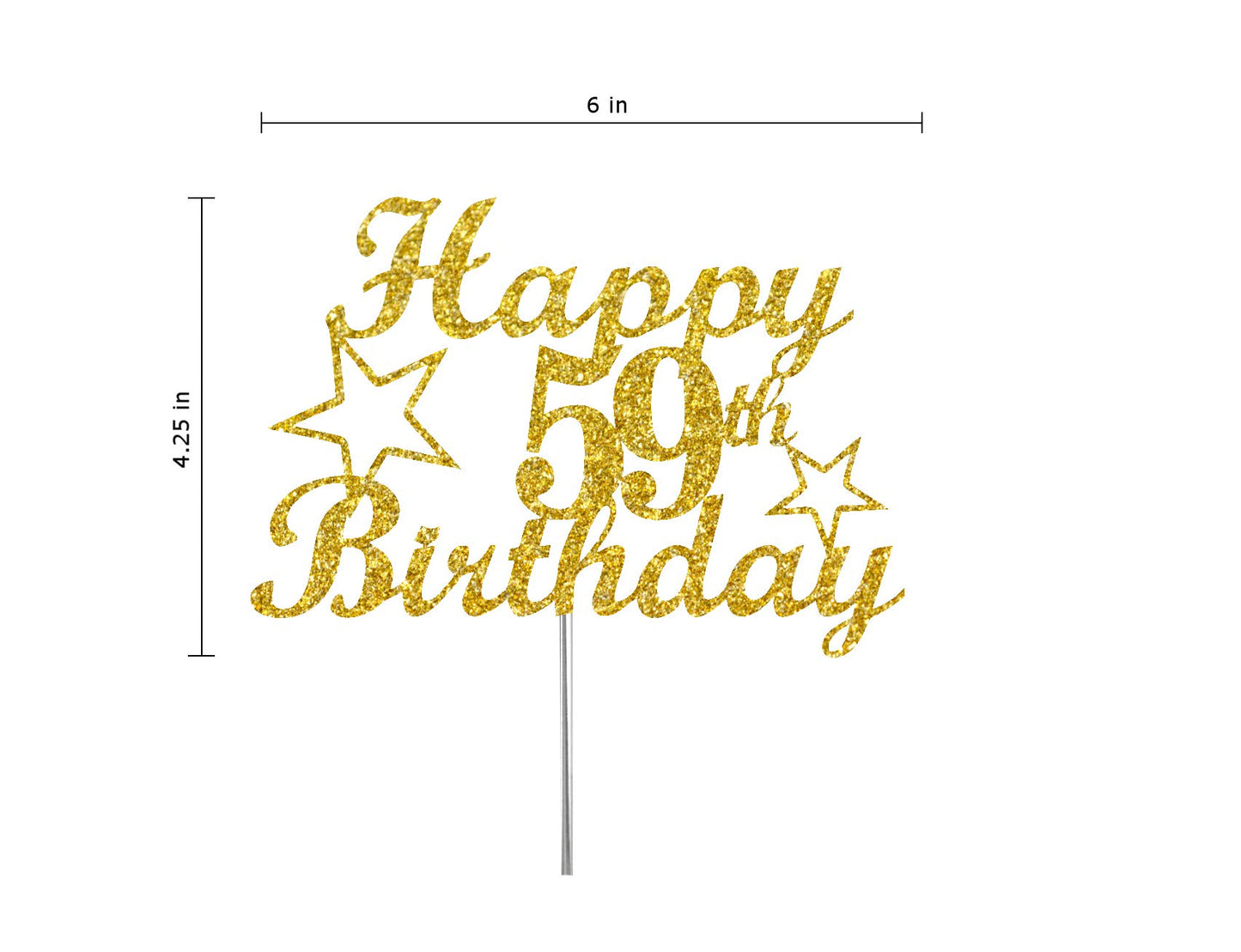RokAPary 59th Birthday Cake Topper Gold Glitter, Double-Sided Acrylic Decoration, Premium Quality, Model RCT217